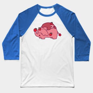 Strawberry Sloth and Elephant Baseball T-Shirt